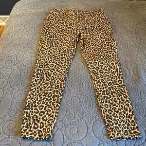 J.CREW 9” high-rise Skinny Jeans in cheetah print, 4 button fly size 30